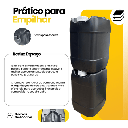 Bombona 20L com Tampa Rosca e Anel de Vedação de Polixan - 05 Peças - Nastripack Embalagens