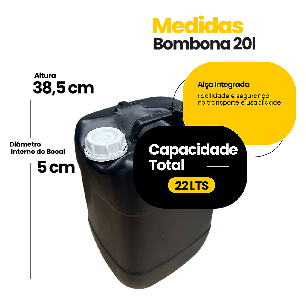 Bombona 20L com Tampa Rosca e Anel de Vedação de Polixan - 05 Peças - Nastripack Embalagens