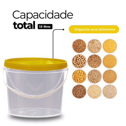Embalagem Transparente com Tampa Amarela 1.8 Litros - Kit 10 Peças - Nastripack Embalagens