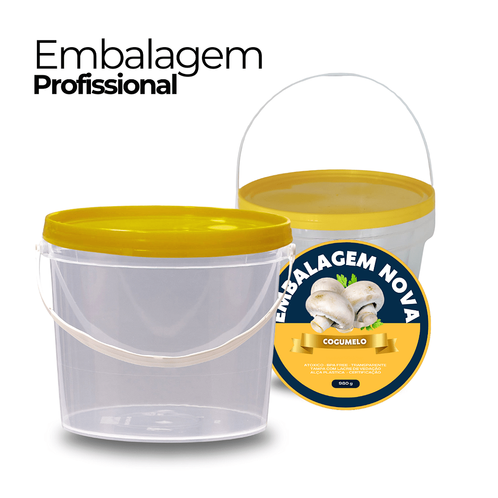 Embalagem Transparente com Tampa Amarela 1.8 Litros - Kit 10 Peças - Nastripack Embalagens