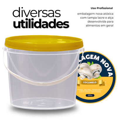 Embalagem Transparente com Tampa Amarela 1.8 Litros - Kit 10 Peças - Nastripack Embalagens
