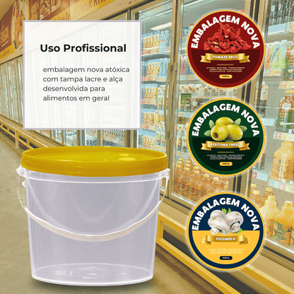 Embalagem Transparente com Tampa Amarela 1.8 Litros - Kit 10 Peças - Nastripack Embalagens