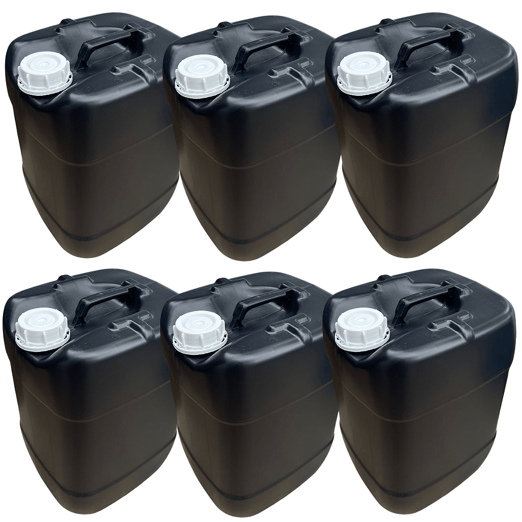 Galão 20L Reciclado Preto com Tampa Lacre Rosca Vedante - 06 Peças - Nastripack Embalagens