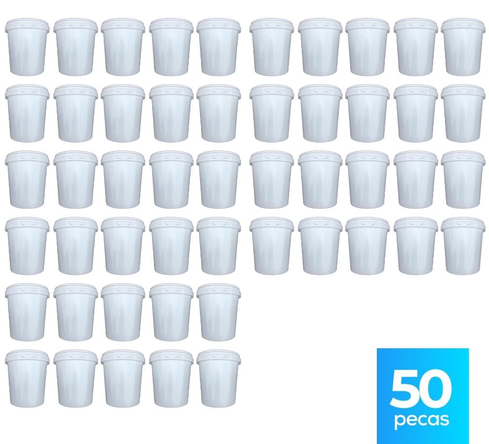 Pote 1 Litro com Tampa Lacre - 50 Peças - Nastripack Embalagens