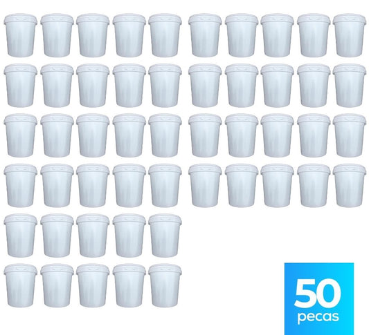 Pote 1 Litro com Tampa Lacre - 50 Peças - Nastripack Embalagens