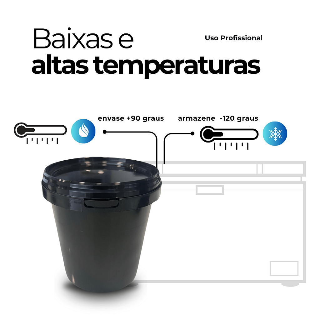 Pote 1 Litro Preto com Tampa Lacre Atóxico - Kit 50 Peças - Nastripack Embalagens