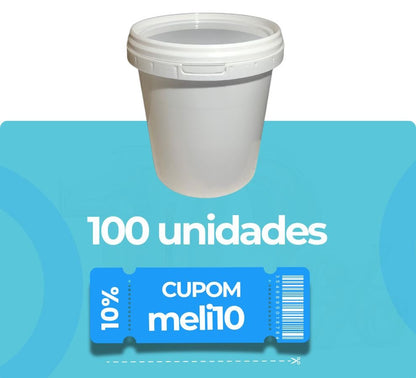 Pote 1L Branco Atóxico com Tampa Lacre - Kit com 100 Peças - Nastripack Embalagens