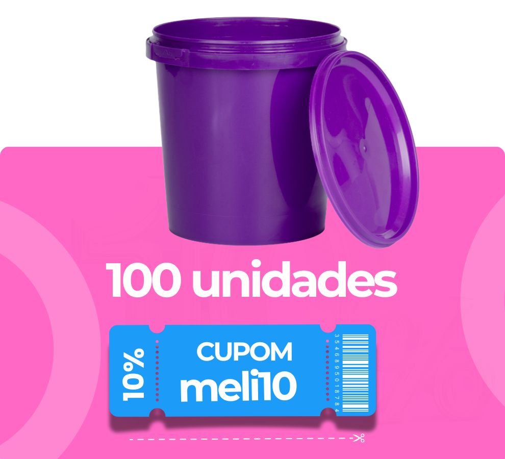 Pote 1L Roxo com Tampa Lacre BPA FREE - Kit 100 Peças - Nastripack Embalagens