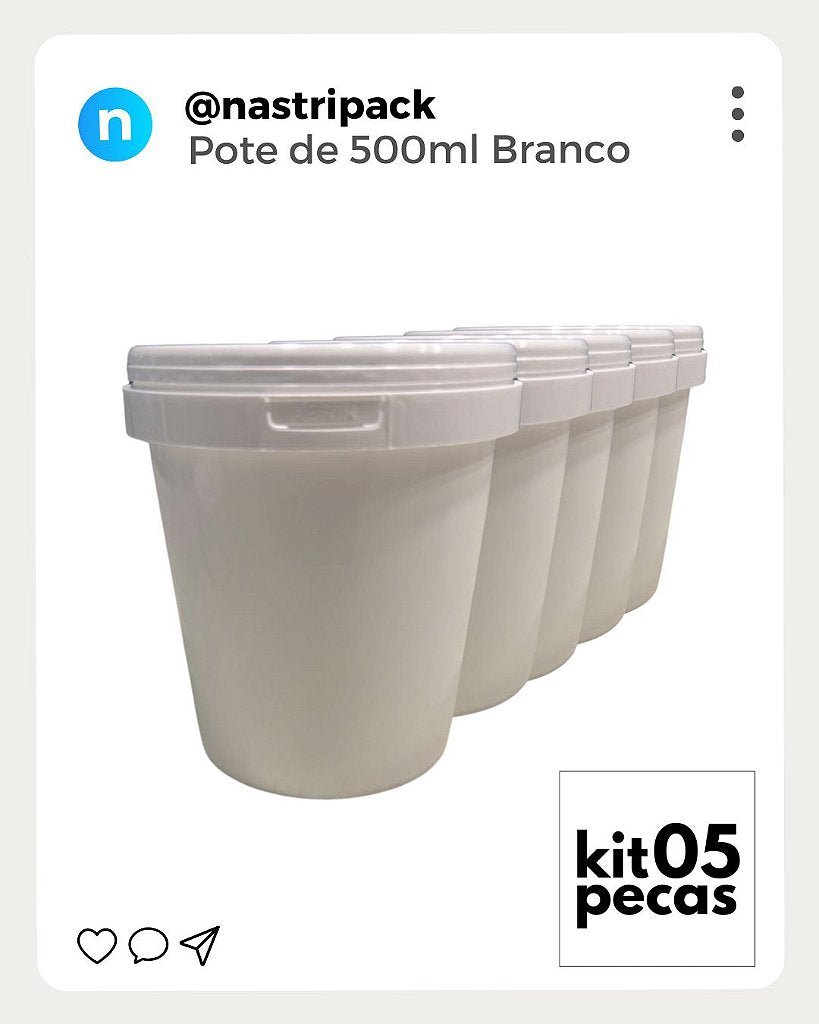 Pote 500 ML com Tampa Lacre Atóxico - 05 Peças - Nastripack Embalagens