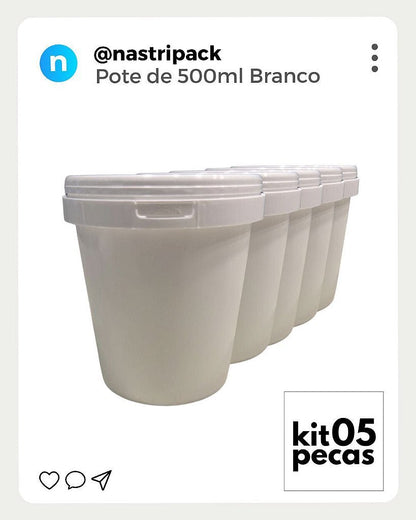 Pote 500 ML com Tampa Lacre Atóxico - 05 Peças - Nastripack Embalagens
