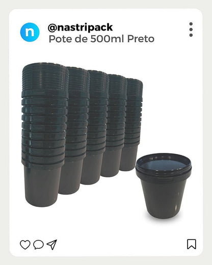 Pote 500ml Preto com Tampa Lacre Atóxico Bpa Free - Nastripack Embalagens