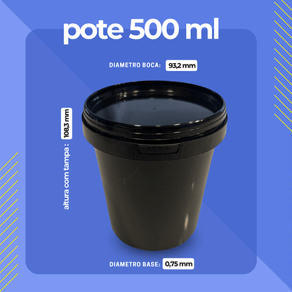 Pote 500ml Preto com Tampa Lacre Atóxico Bpa Free - Nastripack Embalagens
