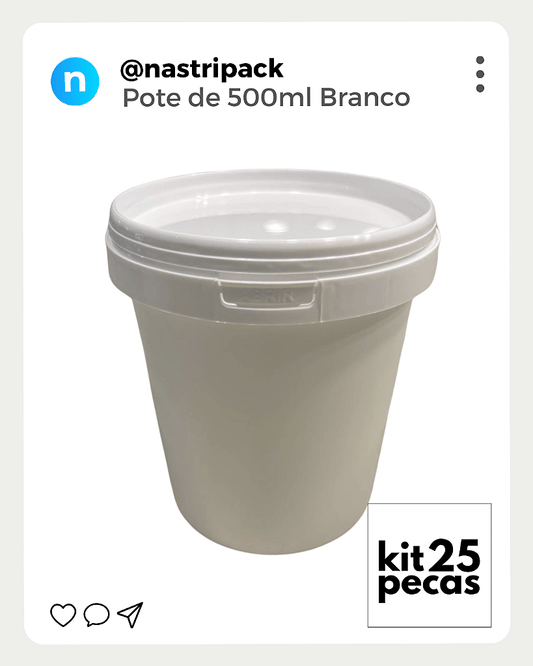 Pote c/ Tampa Lacre Atóxico BPA FREE 500ml - Kit 25 Peças - Nastripack Embalagens