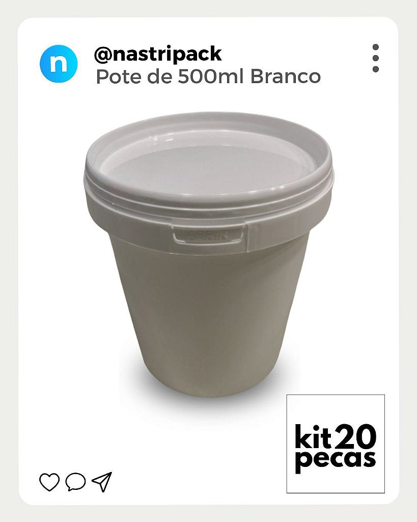Pote para Alimento com tampa 500 ml - Kit com 20 Peças - Nastripack Embalagens