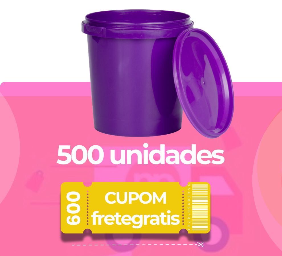 Pote Platico Atoxico 1 Litro Roxo com Tampa Lacre BPA Free - Kit com 500 Peças - Nastripack Embalagens