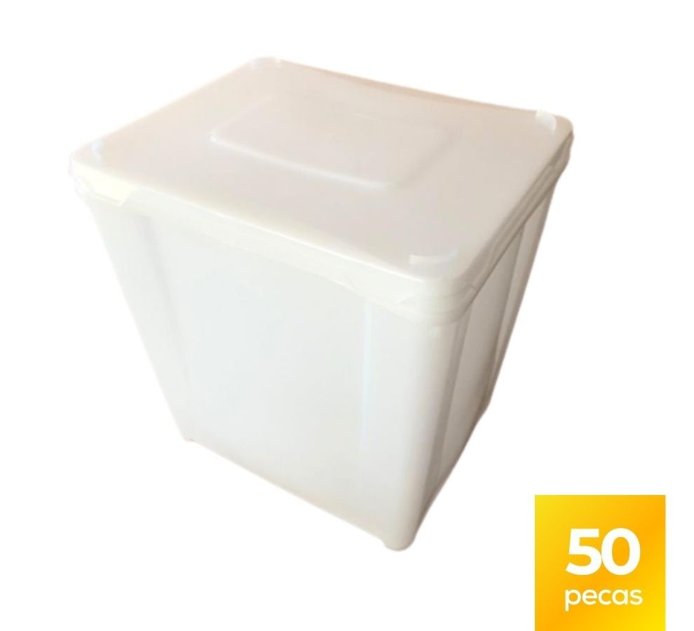 Pote Retangular 10 Litros com Tampa Atoxico BPA Free - Kit 50 Peças - Nastripack Embalagens
