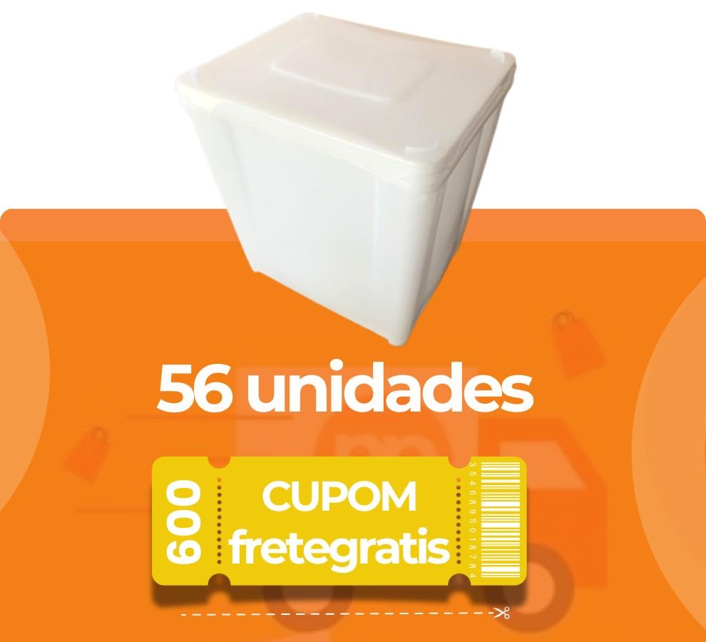 Pote Retangular 10 Litros com Tampa Atoxico BPA Free - Kit 56 Peças - Nastripack Embalagens