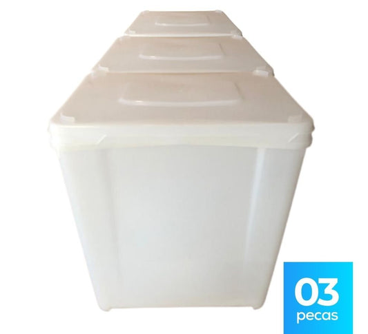 Pote Retangular 10 Litros com Tampa - Kit 03 Peças - Nastripack Embalagens
