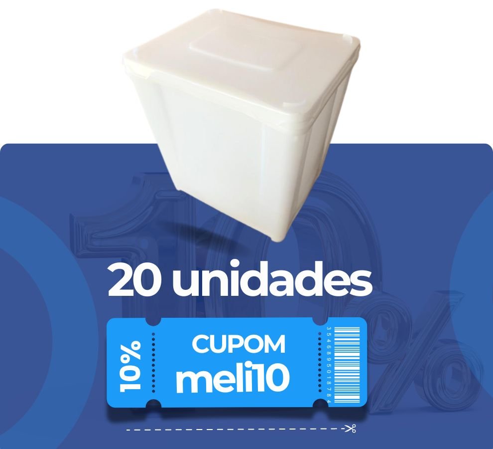 Pote Retangular 10L BPA Free - Kit 20 Peças - Nastripack Embalagens